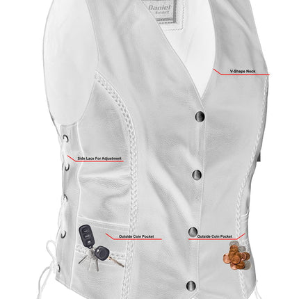 Ladies' Braided Genuine Leather Motorcycle Vest