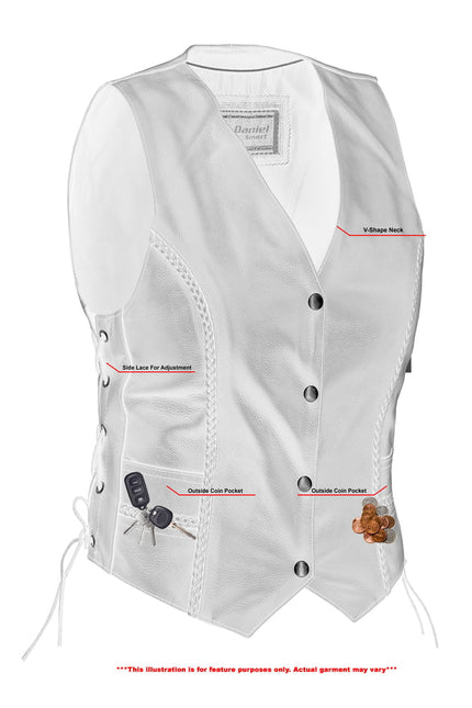 Ladies' Braided Genuine Leather Motorcycle Vest