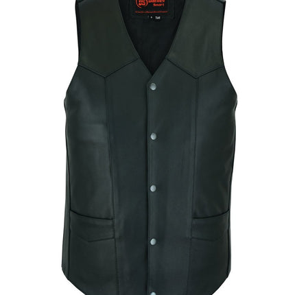 DS Men's Tall Classic Motorcycle Leather Vest - Black