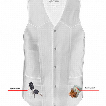 DS Men's Tall Classic Motorcycle Leather Vest - Black