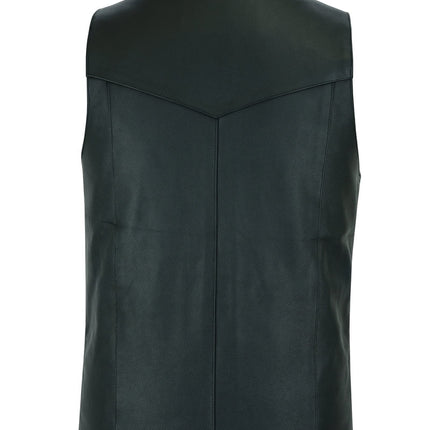 DS Men's Tall Classic Motorcycle Leather Vest - Black