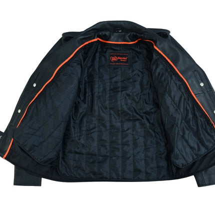 Men's Classic Plain Side Police Style M/C Jacket - TALL