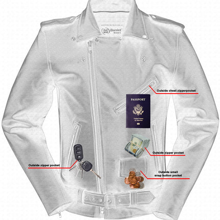 Men's Classic Plain Side Police Style M/C Jacket - TALL