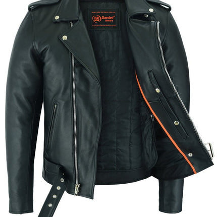 Men's Classic Plain Side Police Style M/C Jacket - TALL