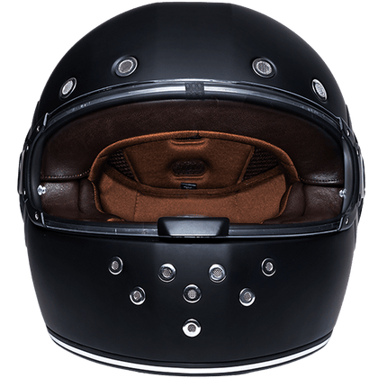 DOT Daytona Retro Full Face Motorcycle Helmet: Vintage Style for Men, Women, & Youth - Dull Black W/ Dull Black Accents