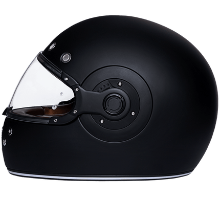 DOT Daytona Retro Full Face Motorcycle Helmet: Vintage Style for Men, Women, & Youth - Dull Black W/ Dull Black Accents