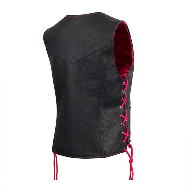 Women's Side Lace Vest w/ Red Satin Lining