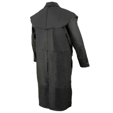 Black Leather Trench Coat Mens Cowhide Duster With Removable Liner
