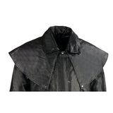 Black Leather Trench Coat Mens Cowhide Duster With Removable Liner