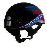 'Eagle Wings' Advanced Black DOT Motorcycle Skull Cap Helmet