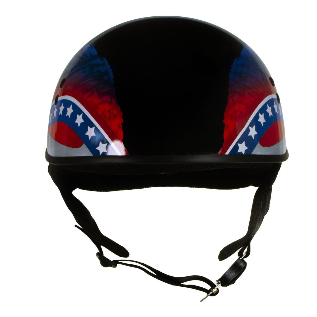 dot motorcycle cap helmet Hot Leathers T68 'Eagle Wings' Black Advanced DOT Motorcycle Skull Cap Helmet