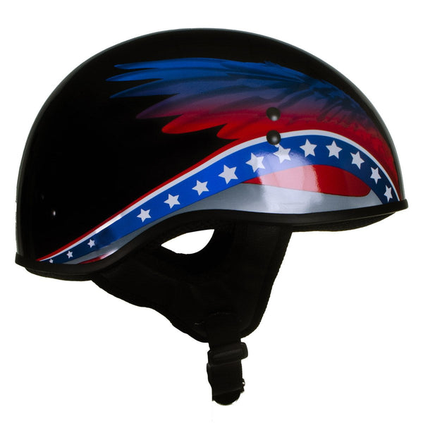 'Eagle Wings' Advanced Black DOT Motorcycle Skull Cap Helmet