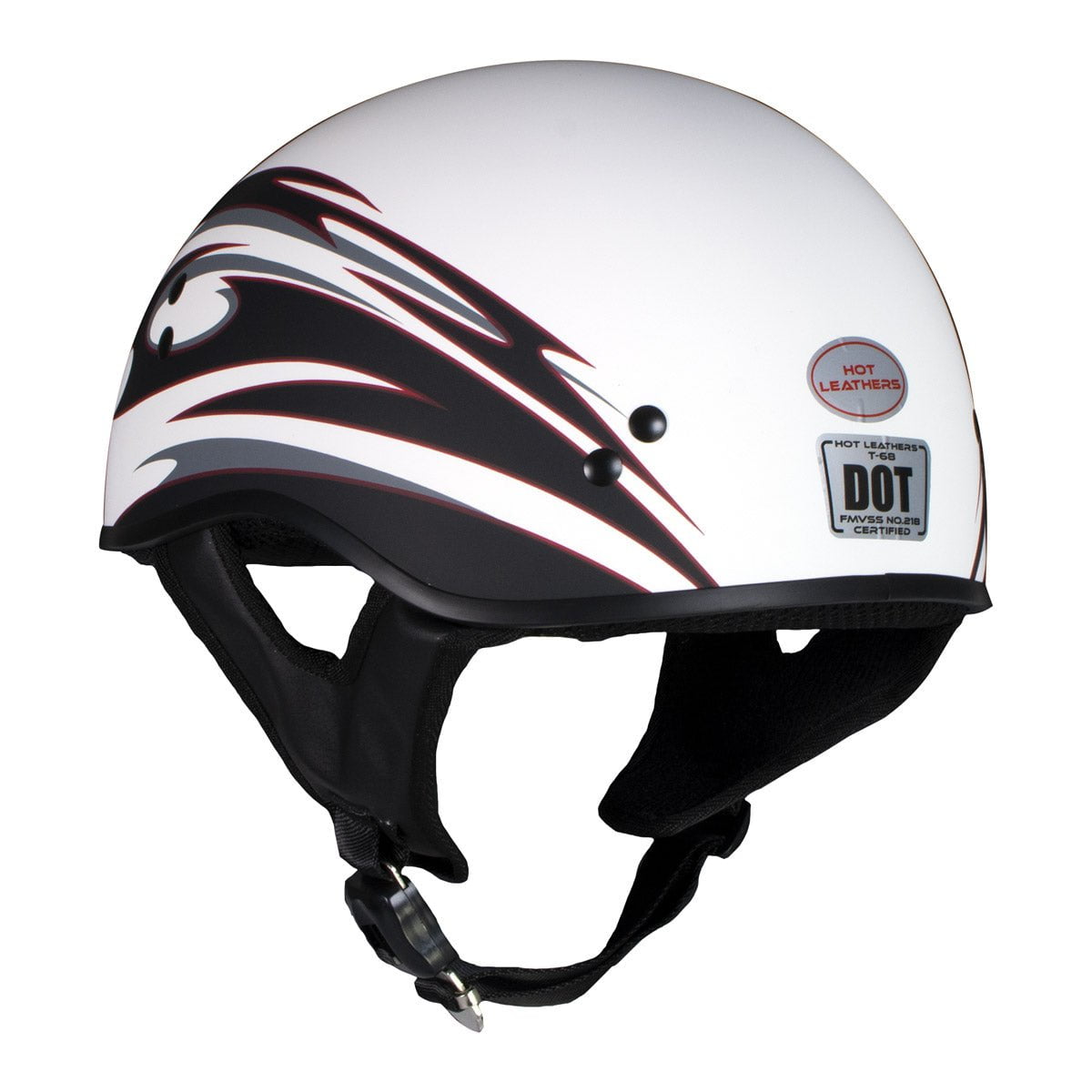 dot approved leather motorcycle helmets Hot Leathers Tribal White Motorcycle Skull Cap Half Helmet DOT Approved HLT68