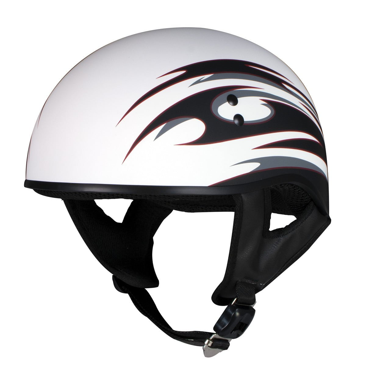 Hot Leathers Tribal White Motorcycle Skull Cap Half Helmet DOT Approved HLT68 White / Small