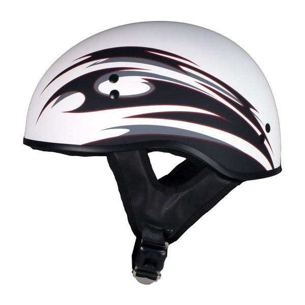 Hot Leathers Tribal White Motorcycle Skull Cap Half Helmet DOT Approved