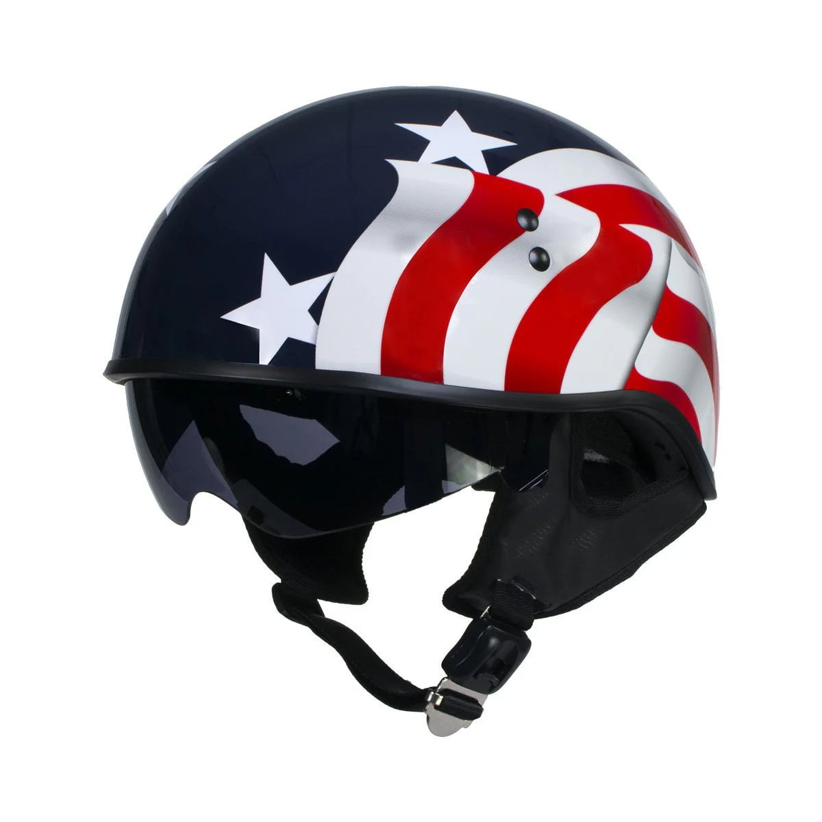 dot approved motorcycle half helmet Outlaw T-70 'Blue Flag' American Flag Half Face Helmet with Drop Down Tinted Visor