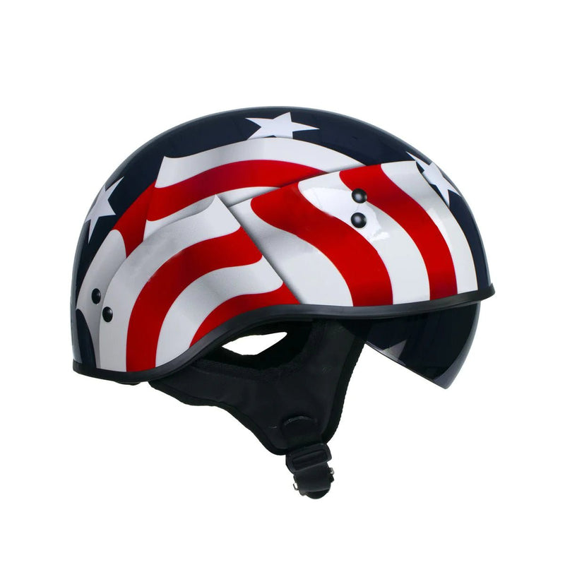 Blue Flag DOT Motorcycle Half Helmet w/ Drop Down Visor