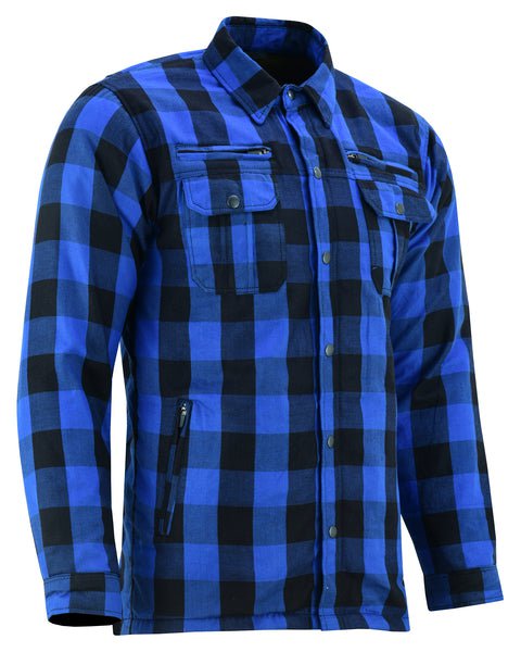 Blue Armored Flannel Biker Shirt
