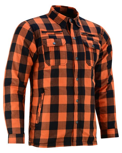 Orange Armored Flannel Biker Shirt