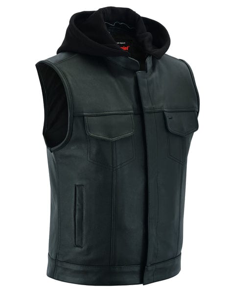 Men's Premium Naked Cowhide Removable Hooded Vest w/ Concealed Carry ...