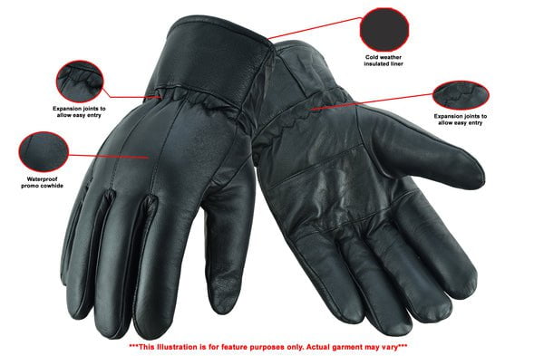 Insulated Leather Biker Gloves for Cold Weather