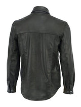 Men's Black Leather Lightweight Shirt - MARA Leather