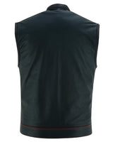 Men's Leather Biker SOA Vest W/ USA Flag Lining