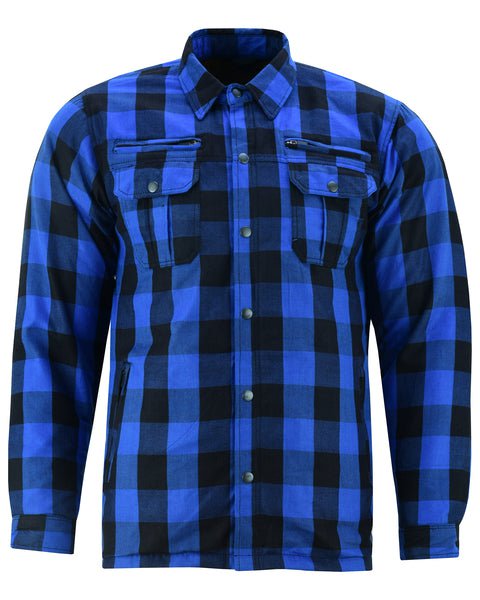 Blue Armored Flannel Biker Shirt