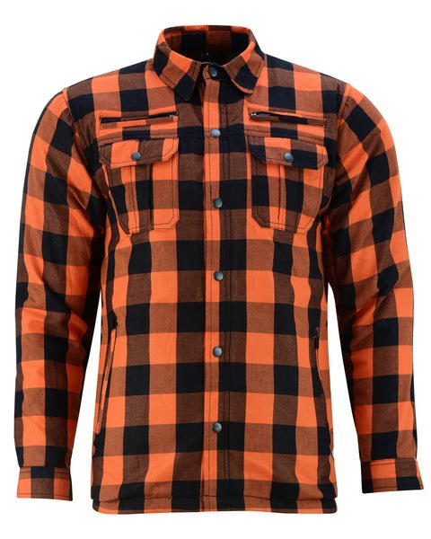 Orange Armored Flannel Biker Shirt