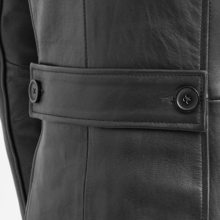 FM Women's 3/4 Length Lambskin Leather Fashion Trench Coat