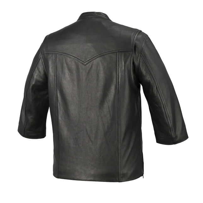 FM Men's Black Leather Motorcycle Shirt