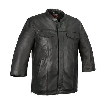 FM Men's Black Leather Motorcycle Shirt