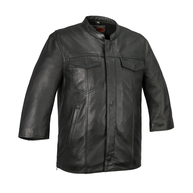 FM Men's Black Leather Motorcycle Shirt