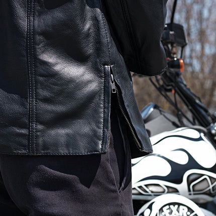 FM Men's Black Leather Motorcycle Shirt