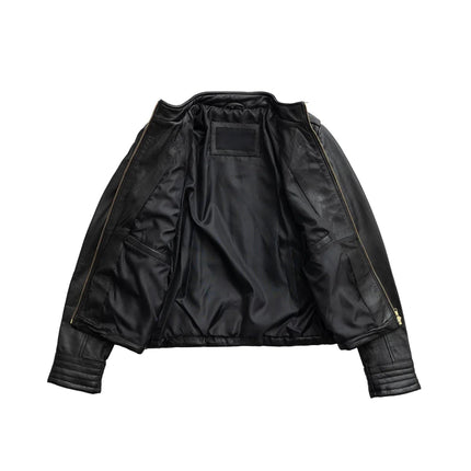 FM Women's Black Lambskin Leather Moto Fashion Jacket