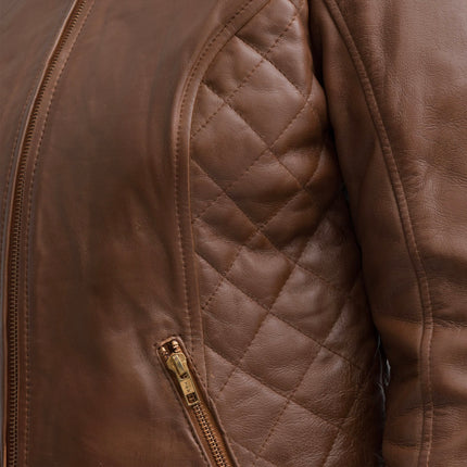 FM Women's Brown Lambskin Leather Moto Fashion Jacket