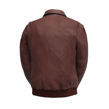 FM Men's Moto Leather Bomber Jacket Oxblood