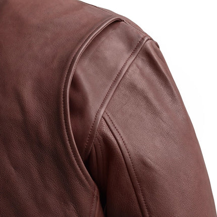 FM Men's Moto Leather Bomber Jacket Oxblood