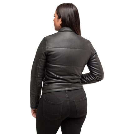 FM Black Quilted Leather Jacket Women