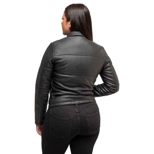 FM Black Quilted Leather Jacket Women