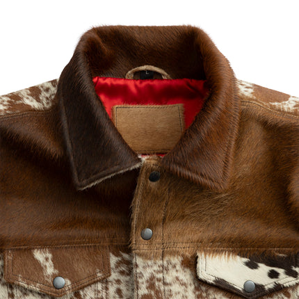 FM Men's Pony Skin Hair On Cow Print Leather Jacket