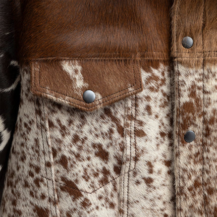 FM Men's Pony Skin Hair On Cow Print Leather Jacket