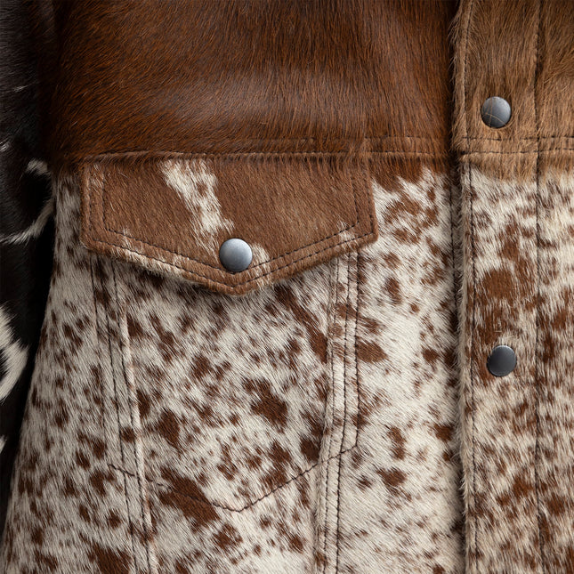 FM Men's Pony Skin Hair On Cow Print Leather Jacket