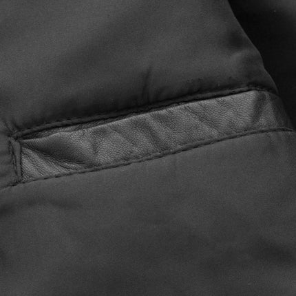 FM Men's Black Baseball Leather Bomber Jacket