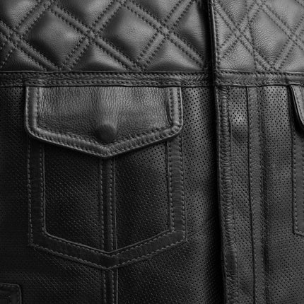 Upside Perforated Men's Club Style Leather Vest