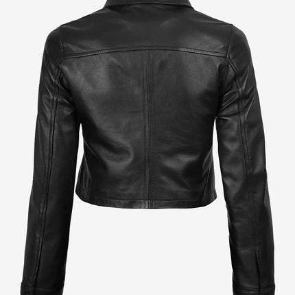 Women's Cropped Black Leather Jacket