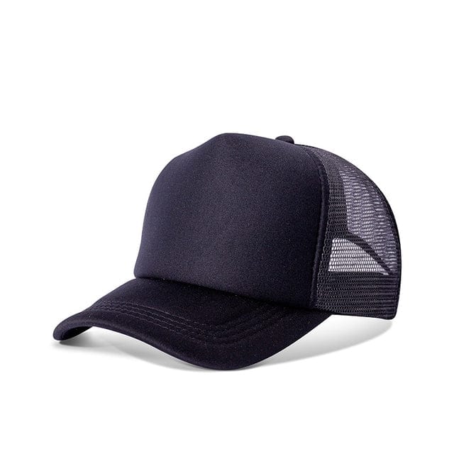 Curved Brim Foam Front Baseball Style Trucker Mesh Cap Black Dad Hat