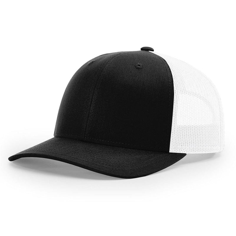 Richardson 112 White Mesh Twill Trucker Hat Snapback Cap - Black