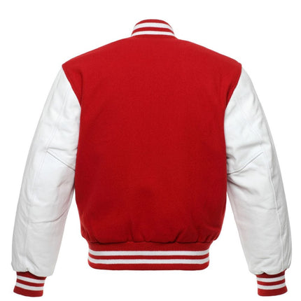 Men's Letterman Varsity Jacket Leather Sleeves - Red