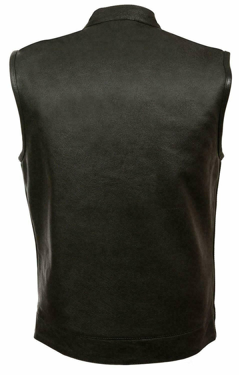 SOA Vest Men's Real Leather Anarchy Motorcycle Biker Club Concealed Carry Outlaw